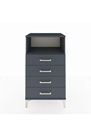 Hyperion Komodin Tek Raflı 4 Çekmeceli 60x44x106 Antrasit-Antrasit