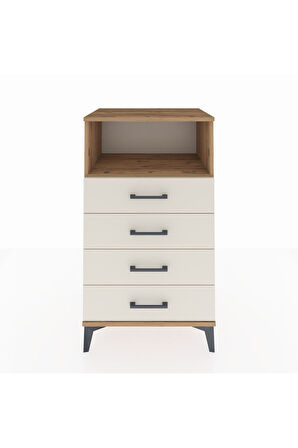 Hyperion Komodin Tek Raflı 4 Çekmeceli 60x44x106 Çam-Aytaşı