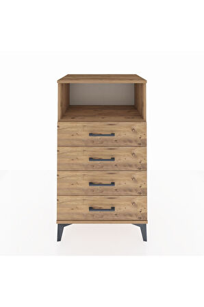 Hyperion Komodin Tek Raflı 4 Çekmeceli 60x44x106 Çam-Çam