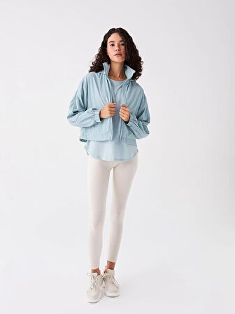 Kadın Kapüşonlu Düz Mont