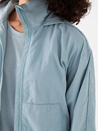 Kadın Kapüşonlu Düz Mont