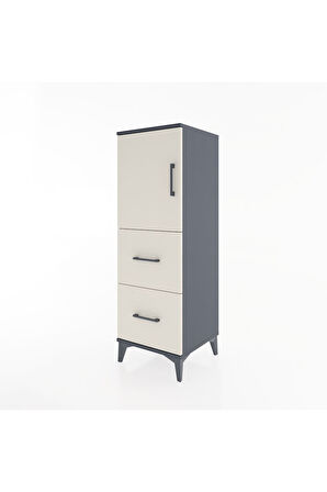 Hyperion Dolap 2 Raflı 2 Çekmeceli Tek Kapaklı 44x44x134 Antrasit-Aytaşı