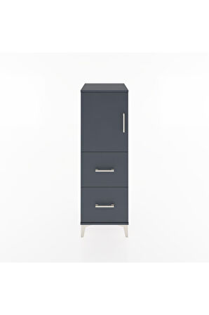 Hyperion Dolap 2 Raflı 2 Çekmeceli Tek Kapaklı 44x44x134 Antrasit-Antrasit