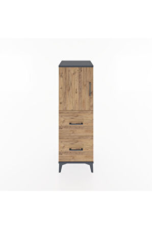 Hyperion Dolap 2 Raflı 2 Çekmeceli Tek Kapaklı 44x44x134 Antrasit-Çam