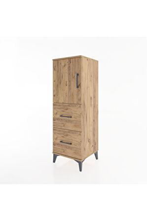 Hyperion Dolap 2 Raflı 2 Çekmeceli Tek Kapaklı 44x44x134 Çam-Çam