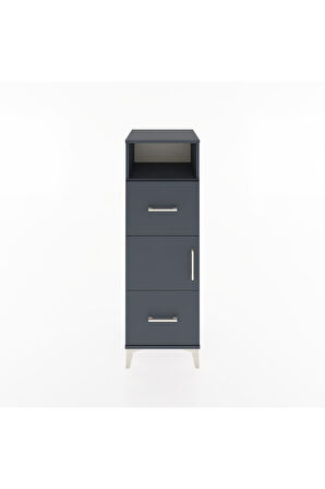 Hyperion Dolap 2 Raflı 2 Çekmeceli Tek Kapaklı 44x44x134 Antrasit-Antrasit