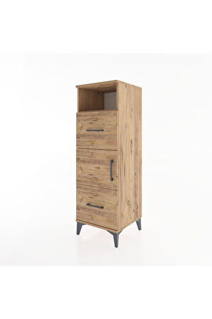 Hyperion Dolap 2 Raflı 2 Çekmeceli Tek Kapaklı 44x44x134 Çam-Çam