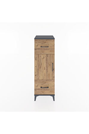 Hyperion Dolap 2 Raflı 2 Çekmeceli Tek Kapaklı 44x44x134 Antrasit-Çam