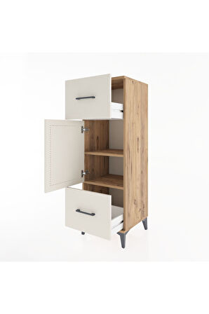 Hyperion Dolap 2 Raflı 2 Çekmeceli Tek Kapaklı 44x44x134 Çam-Aytaşı