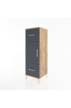 Hyperion Dolap 2 Raflı 2 Çekmeceli Tek Kapaklı 44x44x134 Çam-Antrasit