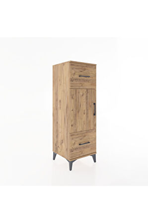 Hyperion Dolap 2 Raflı 2 Çekmeceli Tek Kapaklı 44x44x134 Çam-Çam