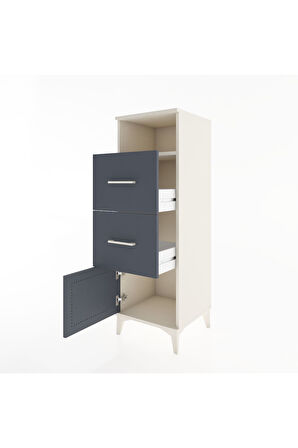 Hyperion Dolap Tek Raflı 2 Çekmeceli Tek Kapaklı 44x44x134 Aytaşı-Antrasit