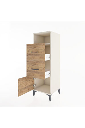 Hyperion Dolap Tek Raflı 2 Çekmeceli Tek Kapaklı 44x44x134 Aytaşı-Çam