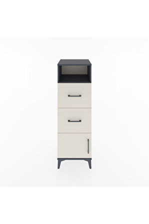 Hyperion Dolap Tek Raflı 2 Çekmeceli Tek Kapaklı 44x44x134 Antrasit-Aytaşı