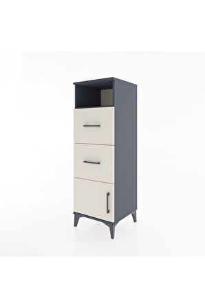 Hyperion Dolap Tek Raflı 2 Çekmeceli Tek Kapaklı 44x44x134 Antrasit-Aytaşı