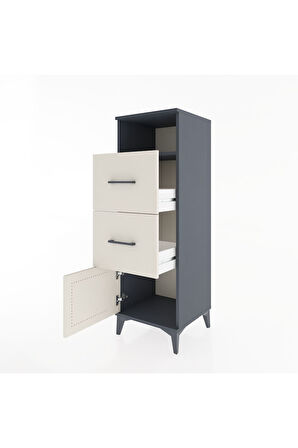 Hyperion Dolap Tek Raflı 2 Çekmeceli Tek Kapaklı 44x44x134 Antrasit-Aytaşı