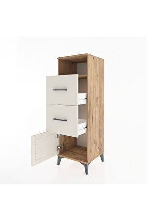 Hyperion Dolap Tek Raflı 2 Çekmeceli Tek Kapaklı 44x44x134 Çam-Aytaşı