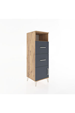 Hyperion Dolap Tek Raflı 2 Çekmeceli Tek Kapaklı 44x44x134 Çam-Antrasit