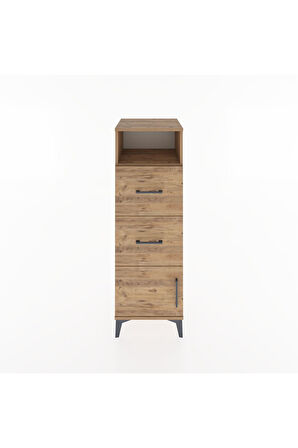 Hyperion Dolap Tek Raflı 2 Çekmeceli Tek Kapaklı 44x44x134 Çam-Çam