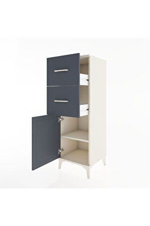 Hyperion Dolap Tek Raflı 2 Çekmeceli Tek Kapaklı 44x44x134 Aytaşı-Antrasit