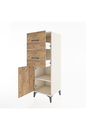 Hyperion Dolap Tek Raflı 2 Çekmeceli Tek Kapaklı 44x44x134 Aytaşı-Çam
