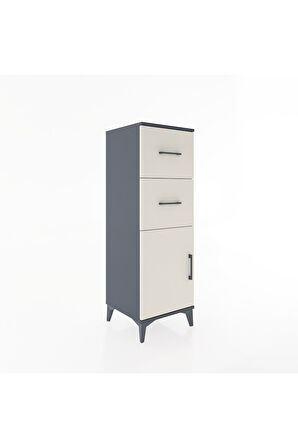 Hyperion Dolap Tek Raflı 2 Çekmeceli Tek Kapaklı 44x44x134 Antrasit-Aytaşı