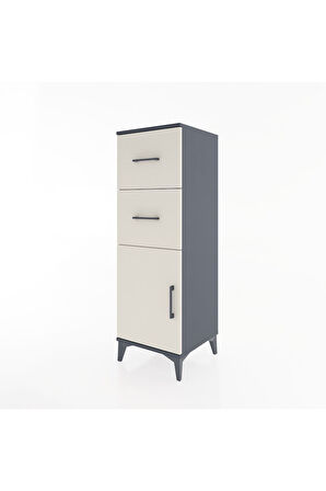 Hyperion Dolap Tek Raflı 2 Çekmeceli Tek Kapaklı 44x44x134 Antrasit-Aytaşı