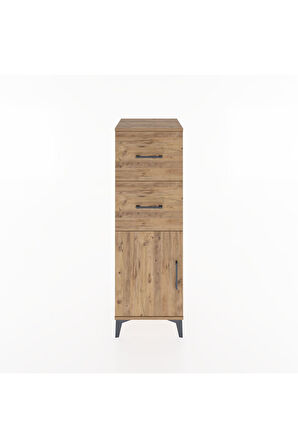 Hyperion Dolap Tek Raflı 2 Çekmeceli Tek Kapaklı 44x44x134 Çam-Çam