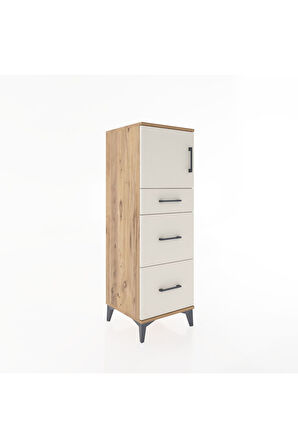 Hyperion Dolap Tek Raflı 3 Çekmeceli Tek Kapaklı 44x44x134 Çam-Aytaşı