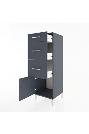Hyperion Dolap 3 Çekmeceli Tek Kapaklı 44x44x134 Antrasit-Antrasit