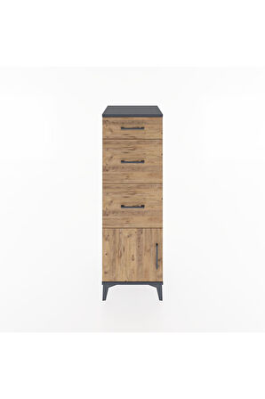 Hyperion Dolap 3 Çekmeceli Tek Kapaklı 44x44x134 Antrasit-Çam