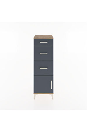 Hyperion Dolap 3 Çekmeceli Tek Kapaklı 44x44x134 Çam-Antrasit