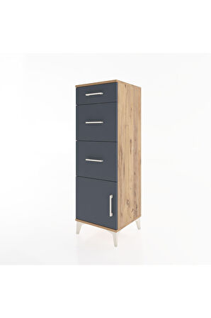 Hyperion Dolap 3 Çekmeceli Tek Kapaklı 44x44x134 Çam-Antrasit