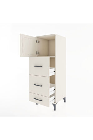 Hyperion Dolap Tek Raflı 3 Çekmeceli Tek Kapaklı 44x44x134 Aytaşı-Aytaşı