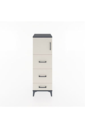 Hyperion Dolap Tek Raflı 3 Çekmeceli Tek Kapaklı 44x44x134 Antrasit-Aytaşı