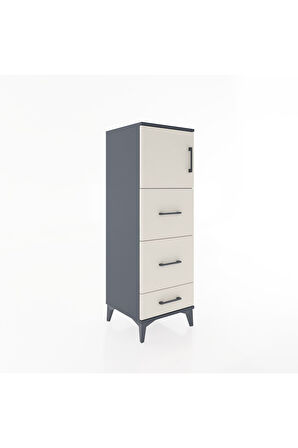 Hyperion Dolap Tek Raflı 3 Çekmeceli Tek Kapaklı 44x44x134 Antrasit-Aytaşı