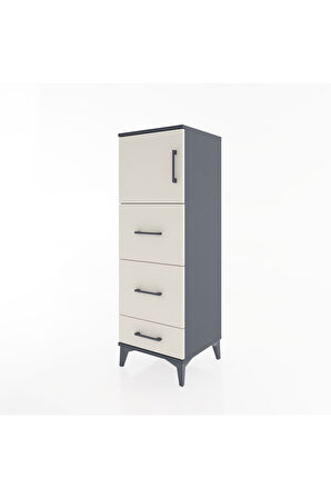Hyperion Dolap Tek Raflı 3 Çekmeceli Tek Kapaklı 44x44x134 Antrasit-Aytaşı