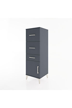 Hyperion Dolap 3 Çekmeceli Tek Kapaklı 44x44x134 Antrasit-Antrasit