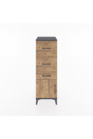 Hyperion Dolap 3 Çekmeceli Tek Kapaklı 44x44x134 Antrasit-Çam