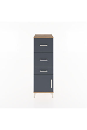 Hyperion Dolap 3 Çekmeceli Tek Kapaklı 44x44x134 Çam-Antrasit