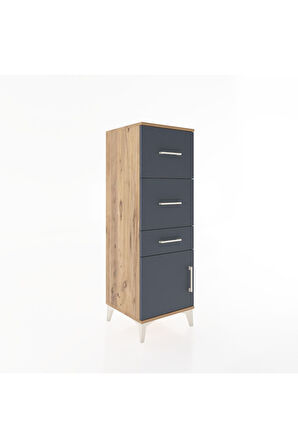 Hyperion Dolap 3 Çekmeceli Tek Kapaklı 44x44x134 Çam-Antrasit
