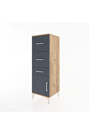 Hyperion Dolap 3 Çekmeceli Tek Kapaklı 44x44x134 Çam-Antrasit