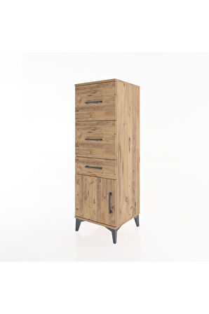 Hyperion Dolap 3 Çekmeceli Tek Kapaklı 44x44x134 Çam-Çam