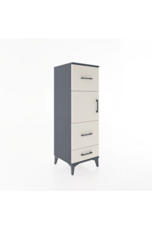 Hyperion Dolap Tek Raflı 3 Çekmeceli Tek Kapaklı 44x44x134 Antrasit-Aytaşı