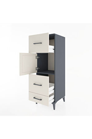 Hyperion Dolap Tek Raflı 3 Çekmeceli Tek Kapaklı 44x44x134 Antrasit-Aytaşı