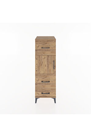 Hyperion Dolap Tek Raflı 3 Çekmeceli Tek Kapaklı 44x44x134 Çam-Çam