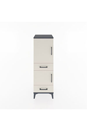 Hyperion Dolap 3 Raflı 2 Çekmeceli 2 Kapaklı 44x44x134 Antrasit-Aytaşı
