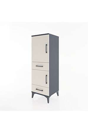 Hyperion Dolap 3 Raflı 2 Çekmeceli 2 Kapaklı 44x44x134 Antrasit-Aytaşı