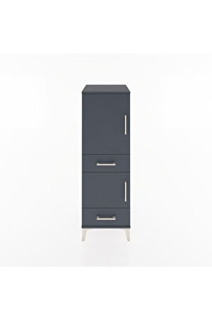 Hyperion Dolap 3 Raflı 2 Çekmeceli 2 Kapaklı 44x44x134 Antrasit-Antrasit