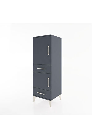 Hyperion Dolap 3 Raflı 2 Çekmeceli 2 Kapaklı 44x44x134 Antrasit-Antrasit